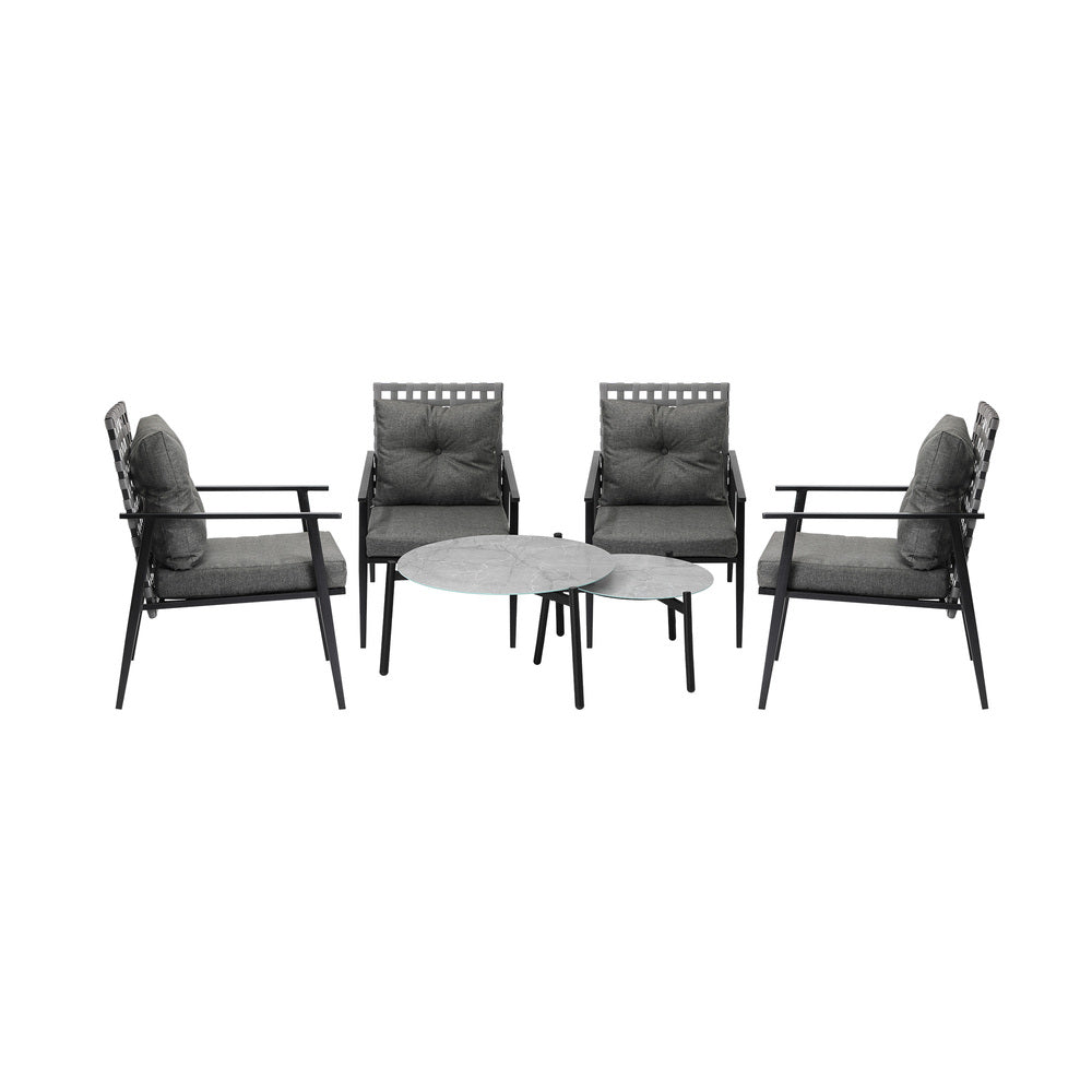 Livsip Outdoor Patio Set 2pc Grey Table Sets 4pc Rattan Black Chairs