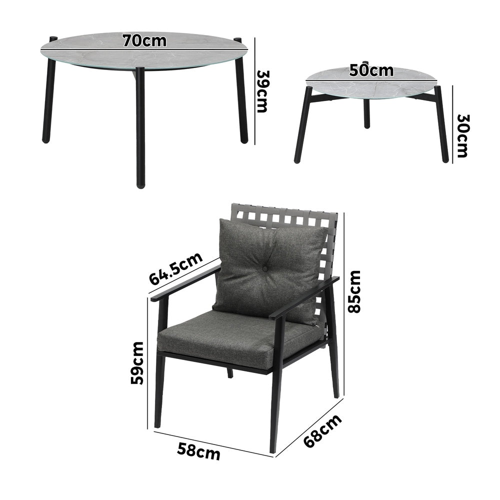 Livsip Outdoor Patio Set 2pc Grey Table Sets 4pc Rattan Black Chairs