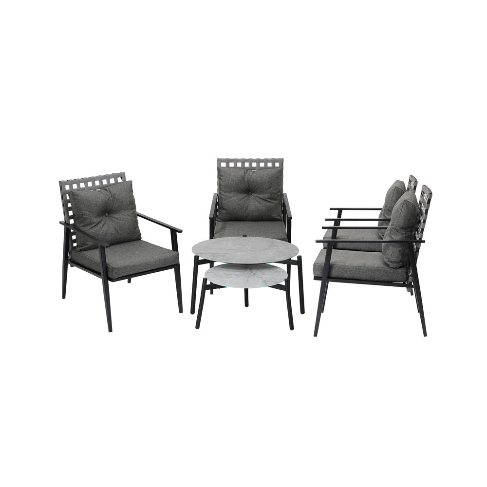 Livsip Outdoor Patio Set 2pc Grey Table Sets 4pc Rattan Black Chairs