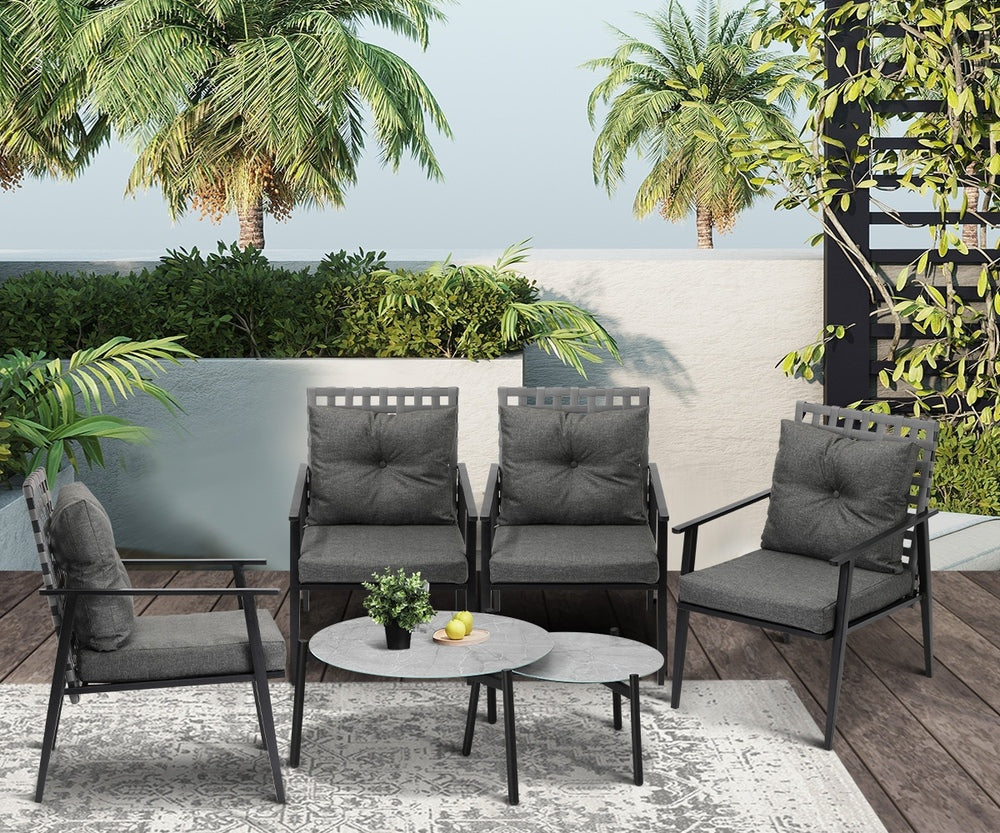 Livsip Outdoor Patio Set 2pc Grey Table Sets 4pc Rattan Black Chairs