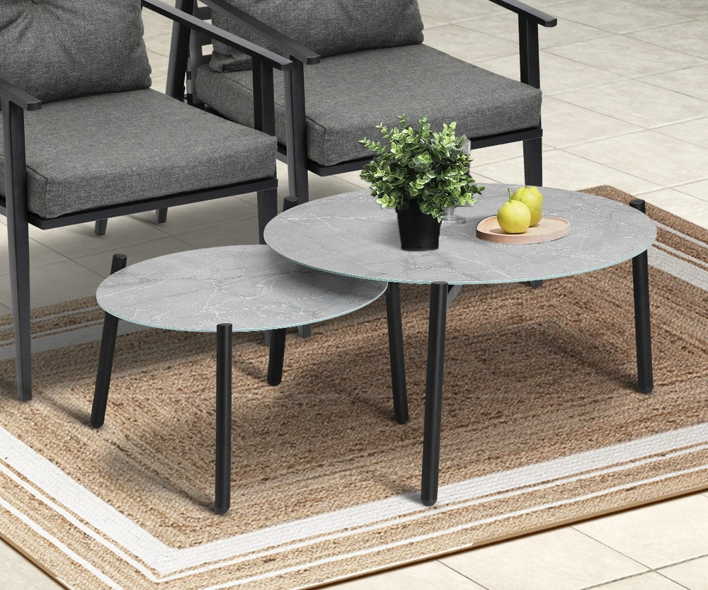 Livsip Outdoor Patio Set 2pc Grey Table Sets 4pc Rattan Black Chairs