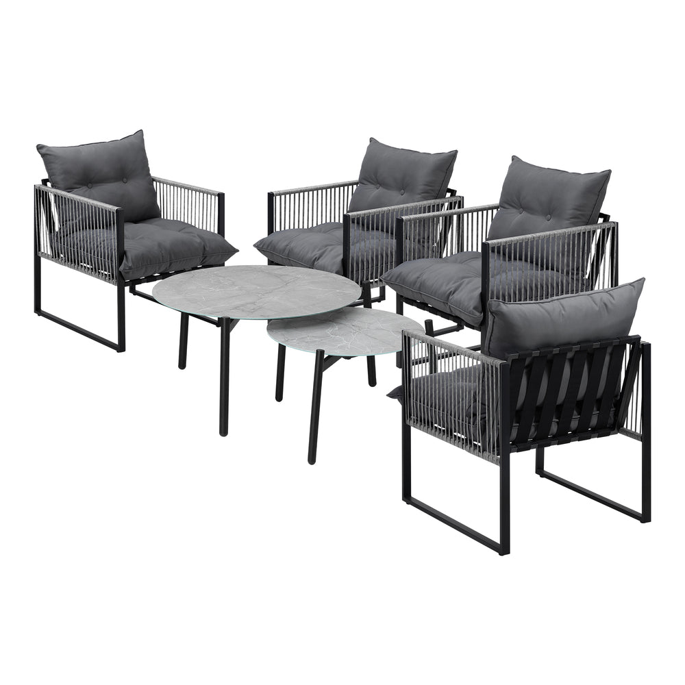 Livsip 6PCS Outdoor Patio Set Grey Coffee Table Set Lounge Chairs