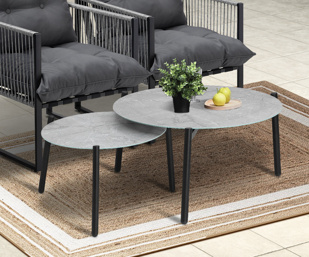 Livsip 6PCS Outdoor Patio Set Grey Coffee Table Set Lounge Chairs