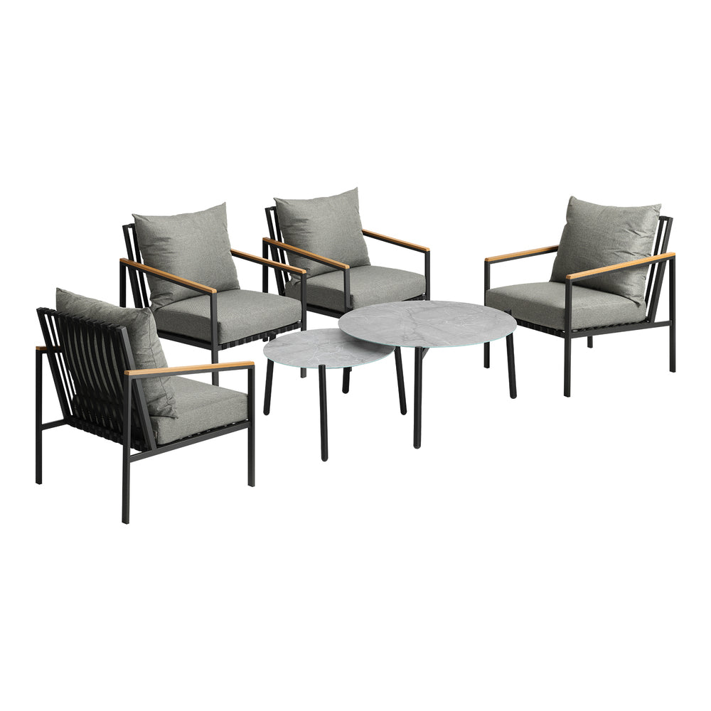 Livsip 6PCS Outdoor Lounge Set Grey 50/70cm Coffee Table Chairs