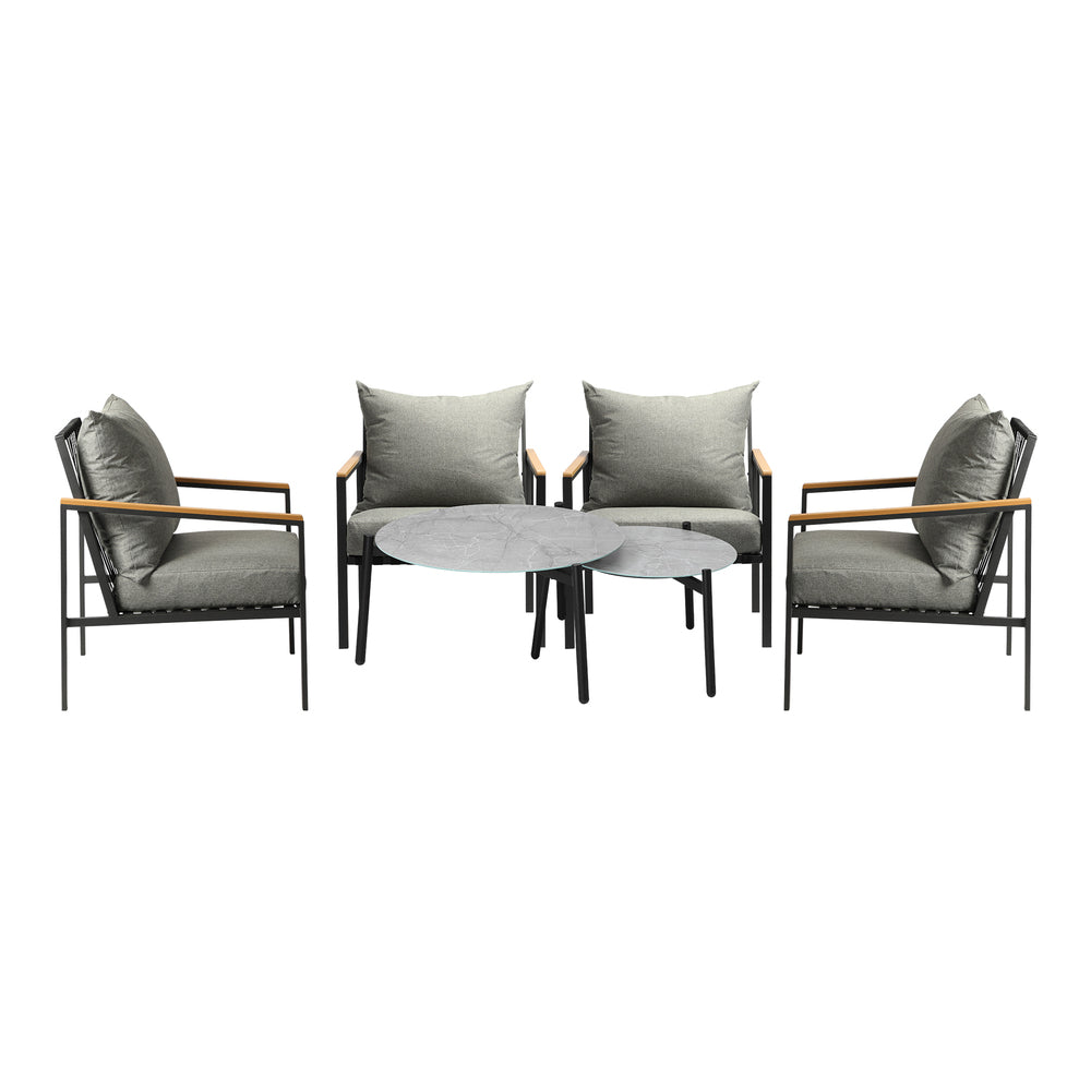 Livsip 6PCS Outdoor Lounge Set Grey 50/70cm Coffee Table Chairs