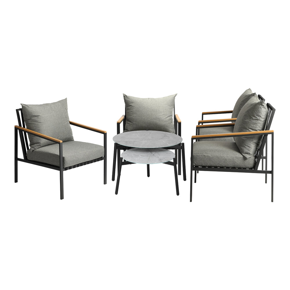 Livsip 6PCS Outdoor Lounge Set Grey 50/70cm Coffee Table Chairs
