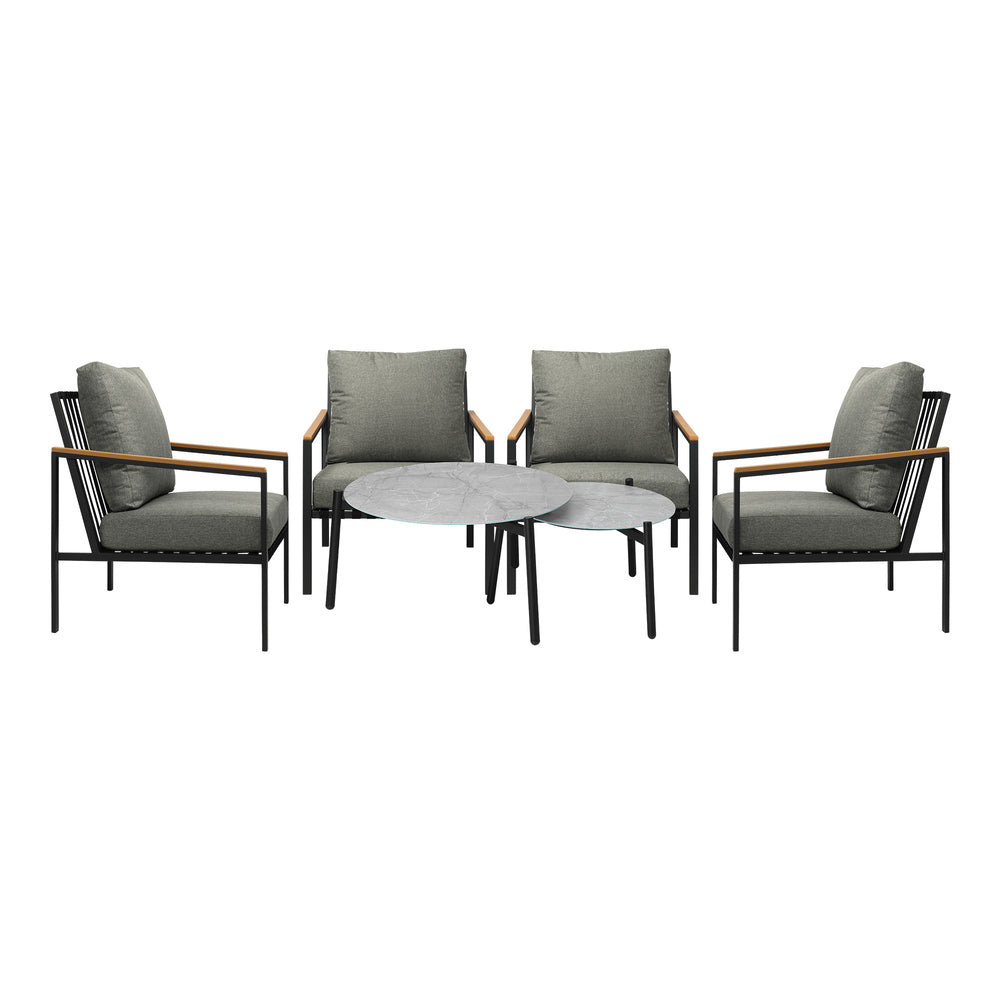 Livsip 6PCS Outdoor Lounge Set Grey Coffee Table Set with Chairs