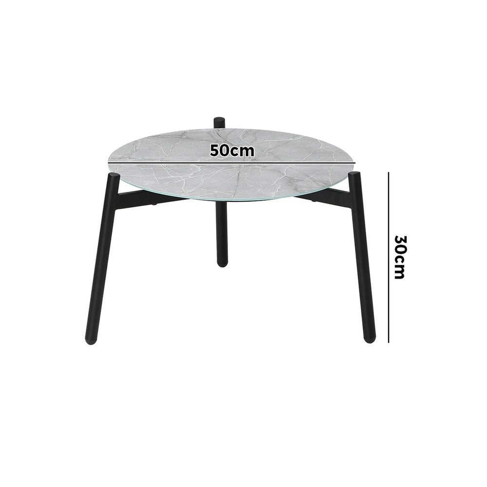 Livsip Outdoor Coffee Side Marble Table Desk 50cm Grey