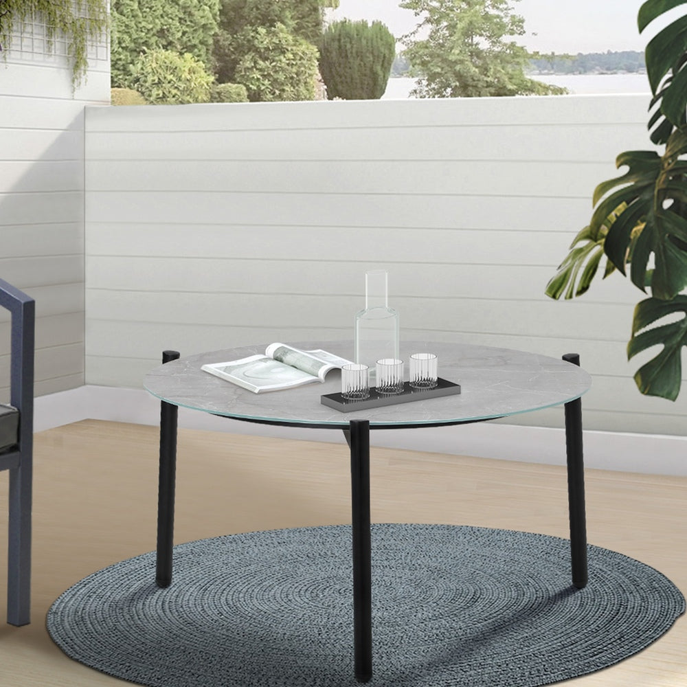 Livsip Outdoor Coffee Side Marble Table Desk 70cm Grey