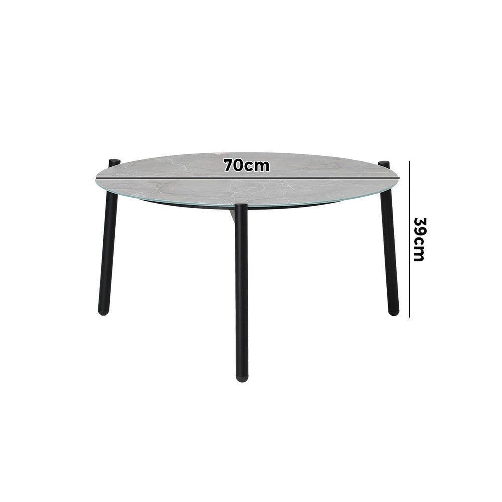 Livsip Outdoor Coffee Side Marble Table Desk 70cm Grey