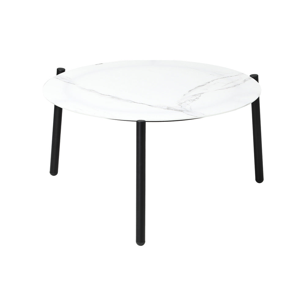 Livsip Outdoor Coffee Side Marble Table 70cm Round White