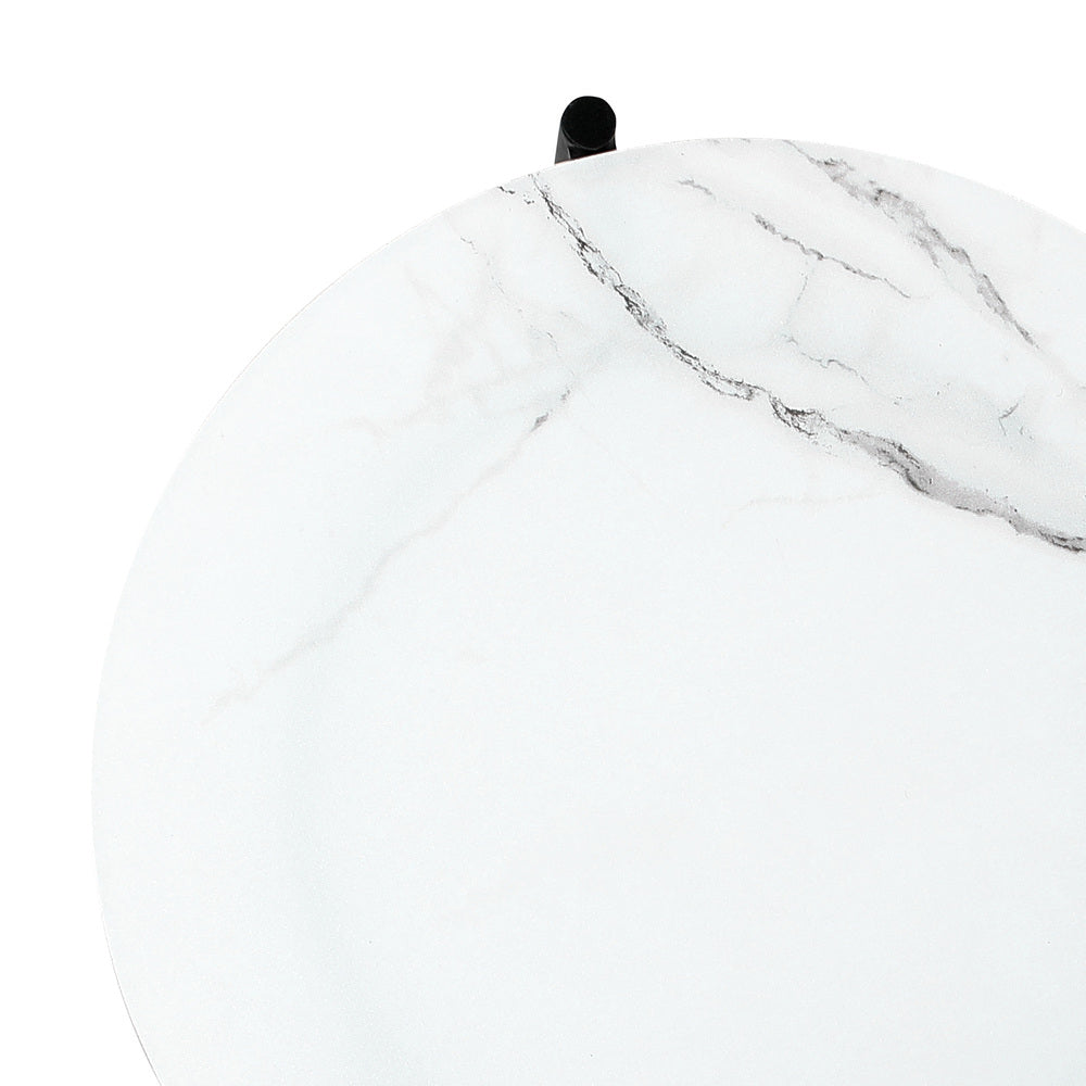 Livsip Outdoor Coffee Side Marble Table 70cm Round White