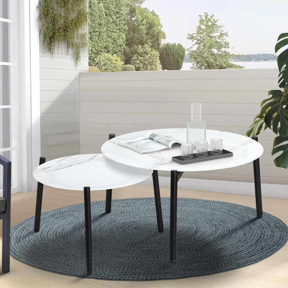 Livsip Outdoor Coffee Side Marble Table 50/70cm Set