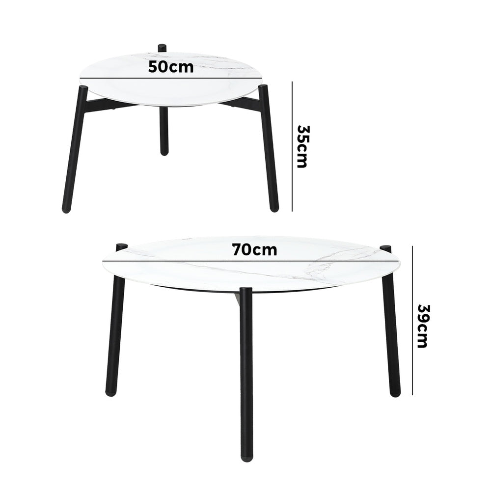 Livsip Outdoor Coffee Side Marble Table 50/70cm Set