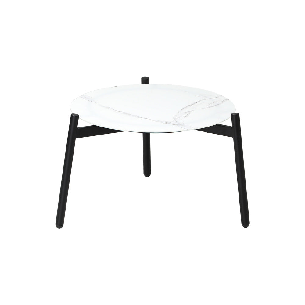 Livsip 3PCS Outdoor Patio Set White 50cm Coffee Table Grey Chairs