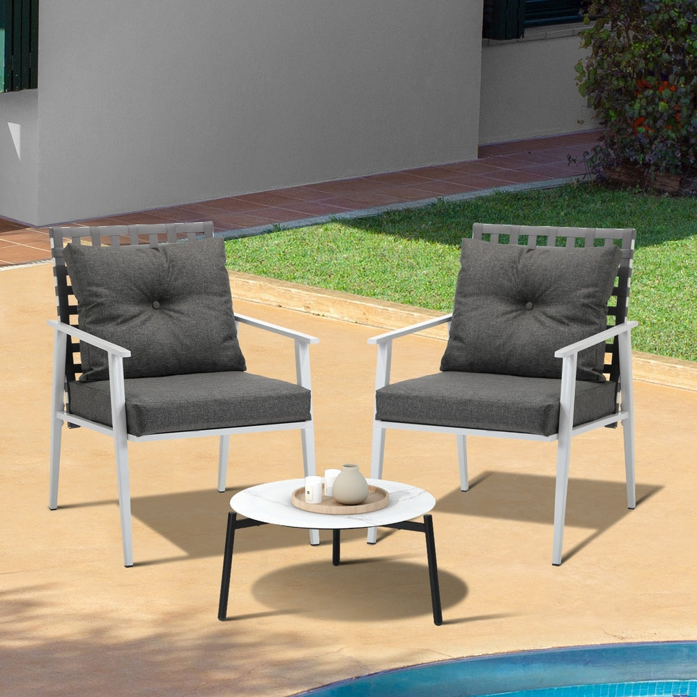 Livsip 3pcs Outdoor Lounge Set 50CM Round Table Rattan Chairs