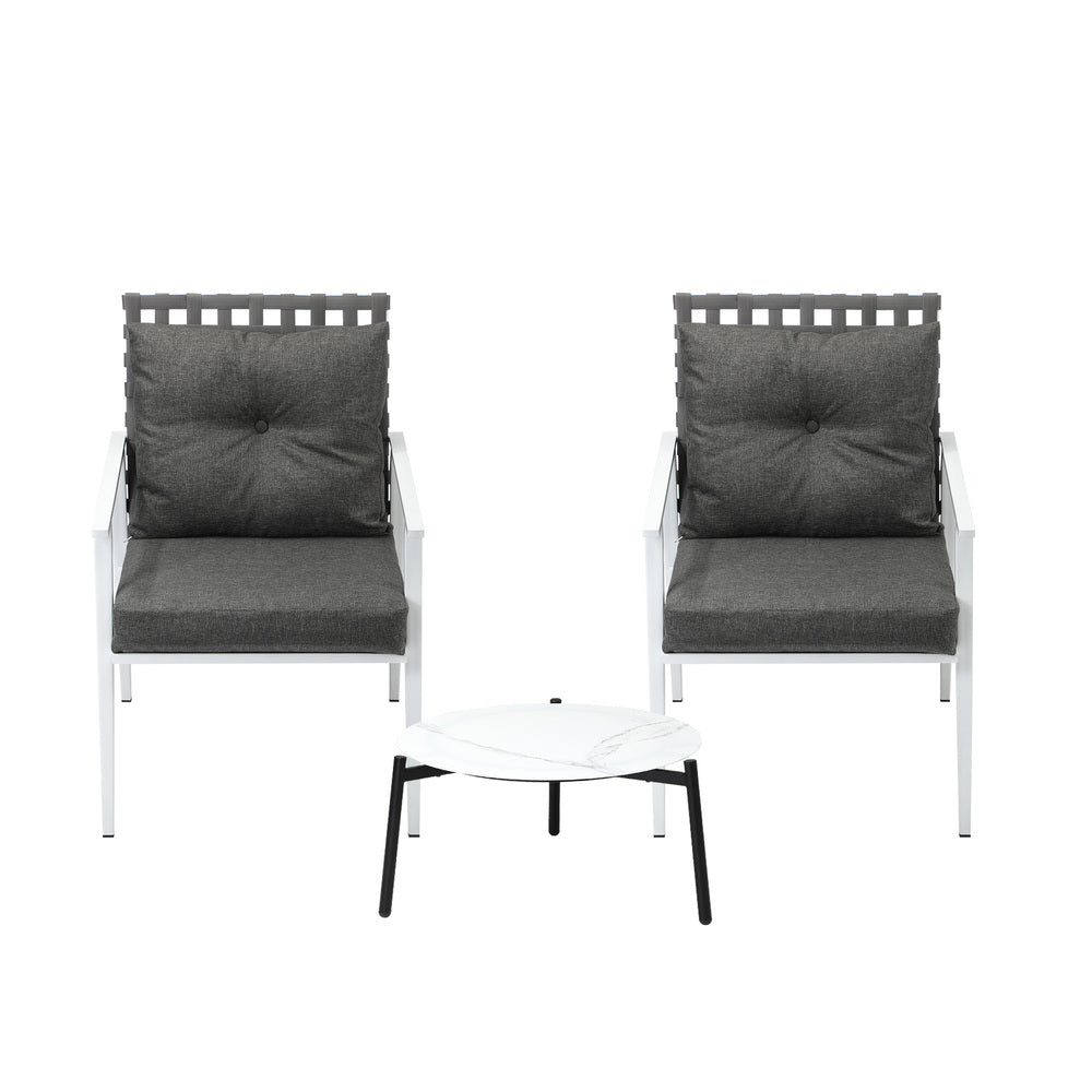 Livsip 3pcs Outdoor Lounge Set 50CM Round Table Rattan Chairs