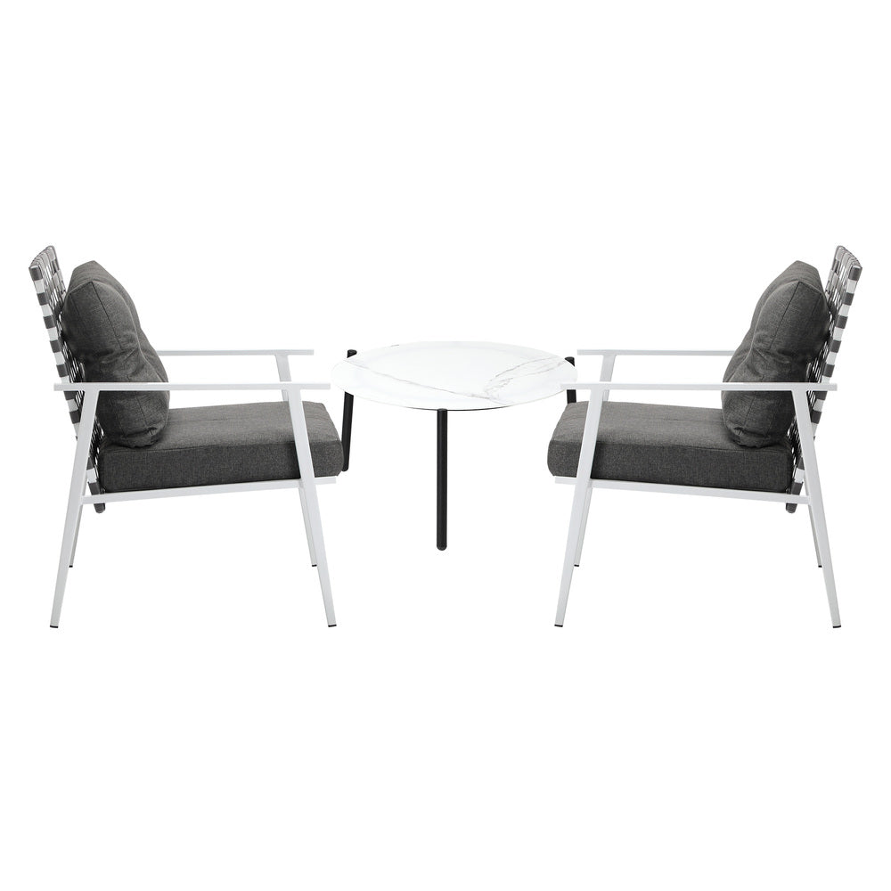 Livsip 3pcs Outdoor Lounge Set 50CM Round Table Rattan Chairs