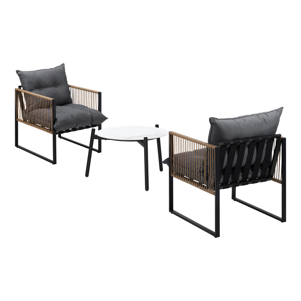 Livsip 3PCS Outdoor Patio Set 50cm Coffee Table Rattan Chairs