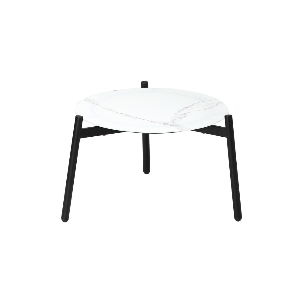 Livsip 3PCS Outdoor Patio Set 50cm White Table Cushioned Armchairs