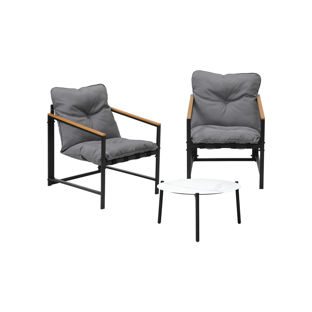 Livsip 3PC Outdoor Patio Set 50CM Round White Marble Table