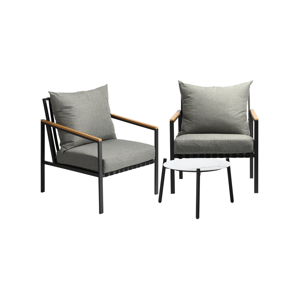 Livsip 3PCS Outdoor Lounge Set Coffee Side Table with Chairs