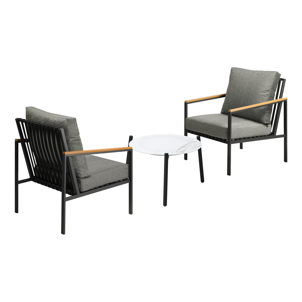 Livsip 3PCS Outdoor Patio Lounge Set 50cm Coffee Table Sofa Chairs