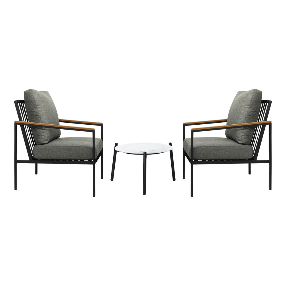 Livsip 3PCS Outdoor Patio Lounge Set 50cm Coffee Table Sofa Chairs