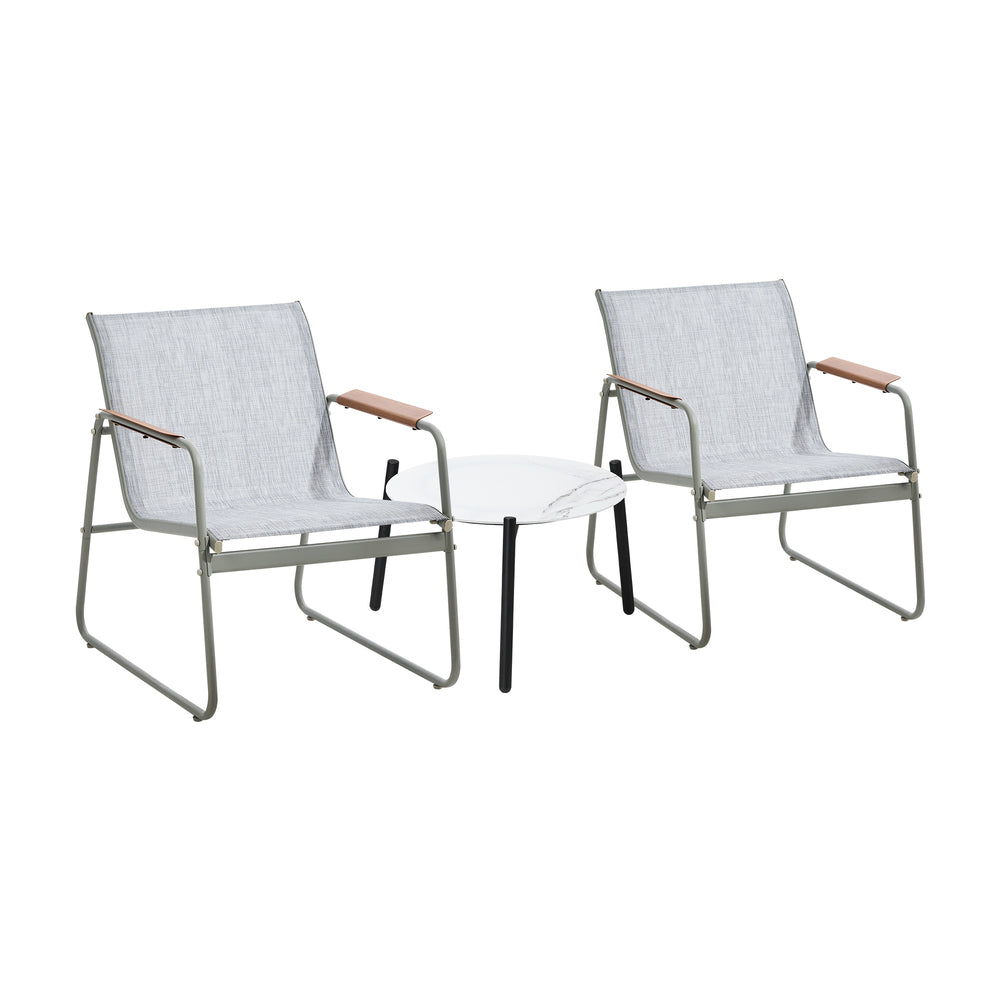 Livsip 3PCS Outdoor Bistro Set 50cm Coffee Table Textilene Patio Chair