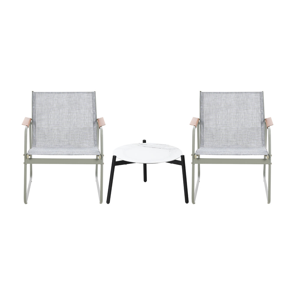 Livsip 3PCS Outdoor Bistro Set 50cm Coffee Table Textilene Patio Chair