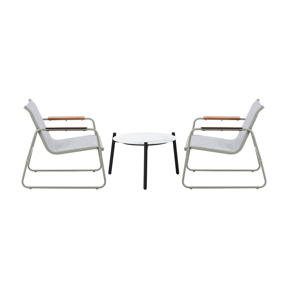 Livsip 3PCS Outdoor Bistro Set 50cm Coffee Table Textilene Patio Chair