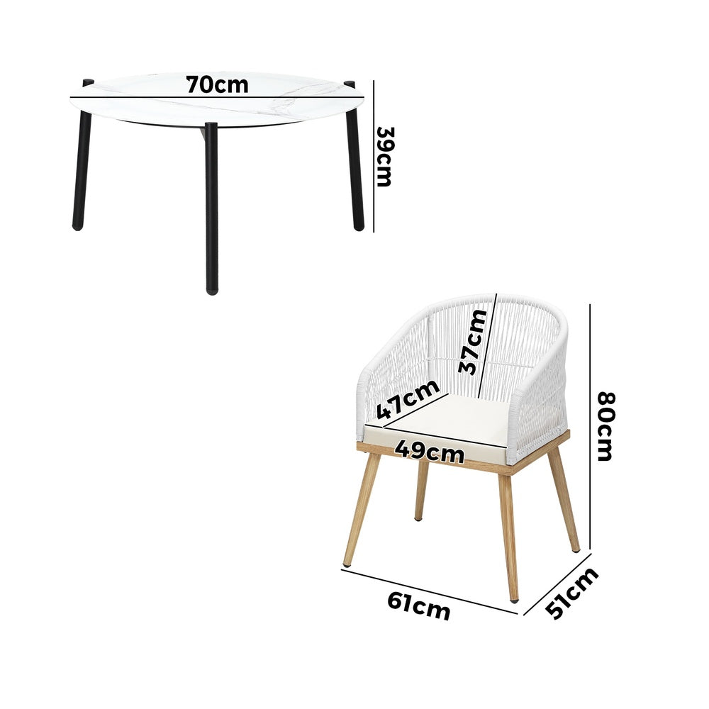 Livsip 2 Seater Outdoor Patio Setting 70cm Table