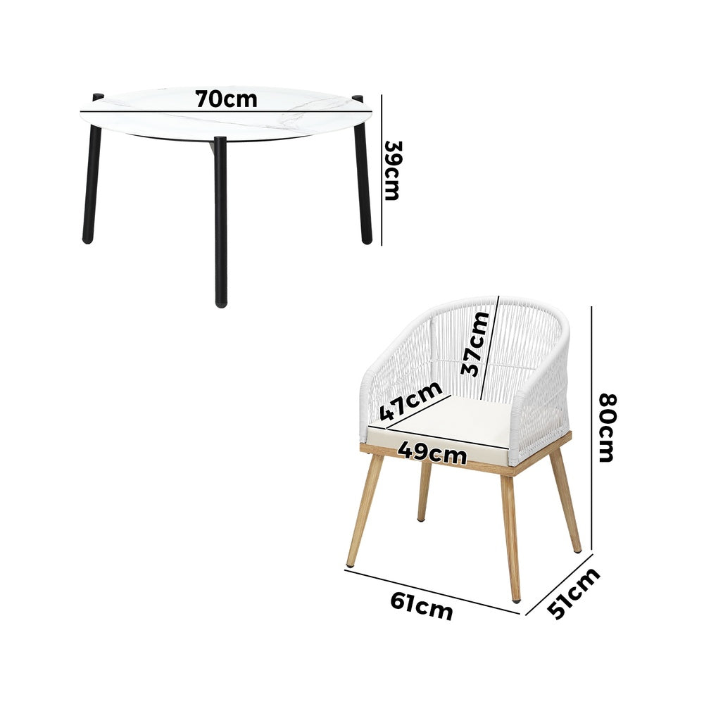 Livsip 4 Seater Outdoor Patio Set 70cm Table