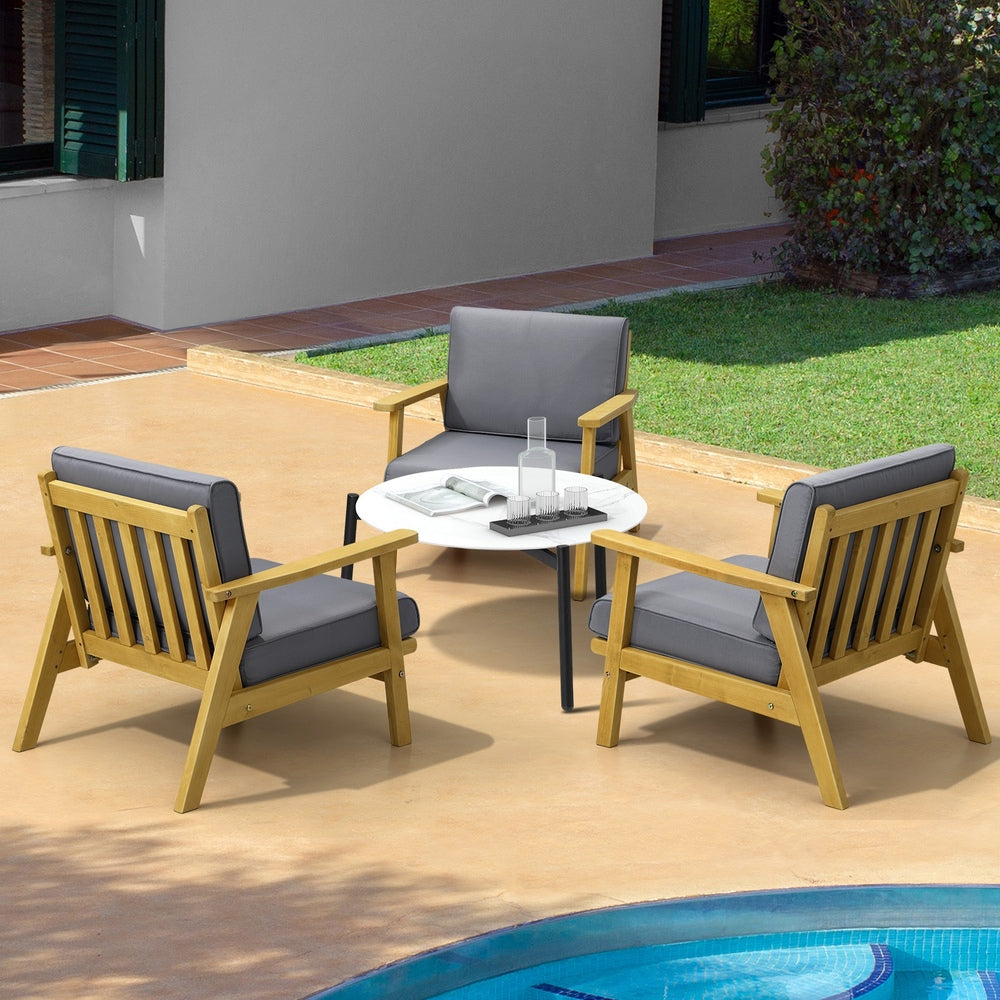 Livsip 4PCS Outdoor Lounge Set White Coffee Side Table with Chairs