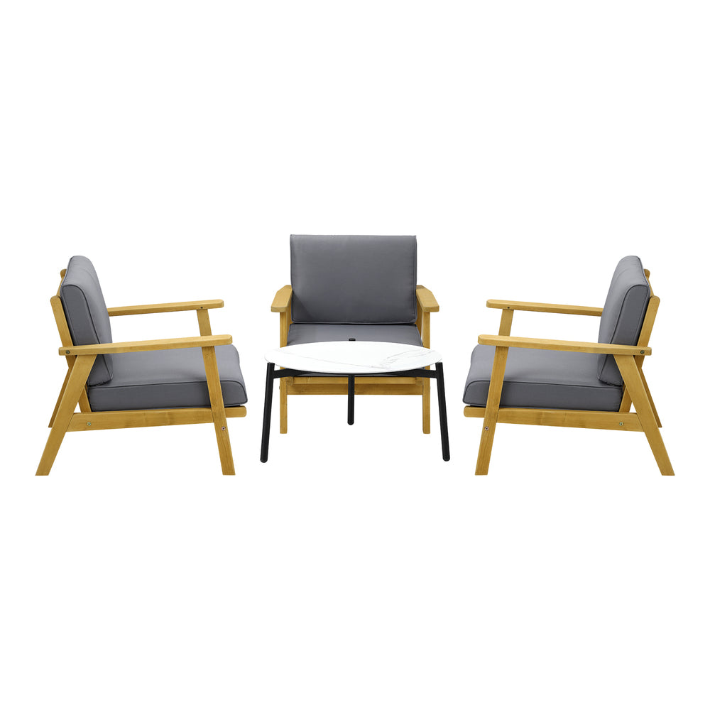 Livsip 4PCS Outdoor Lounge Set White Coffee Side Table with Chairs