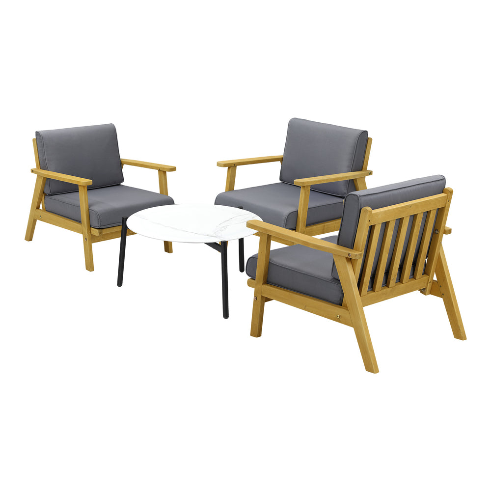 Livsip 4PCS Outdoor Lounge Set White Coffee Side Table with Chairs