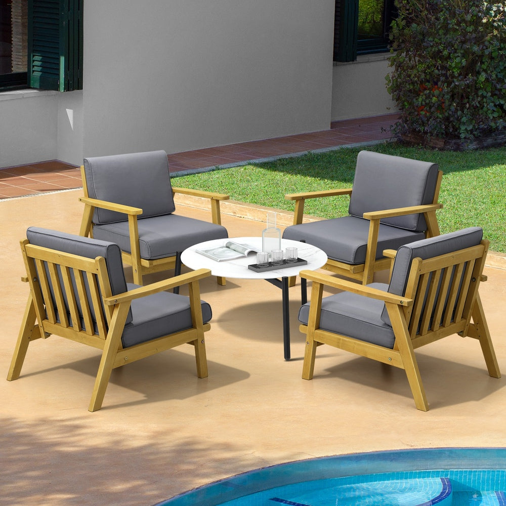 Livsip 4 Seater Outdoor Lounge Set 70cm White Coffee Side Table