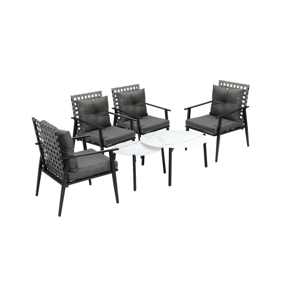 Livsip Outdoor Patio Set 2pc White Marble Table Sets 4pc Rattan Chairs
