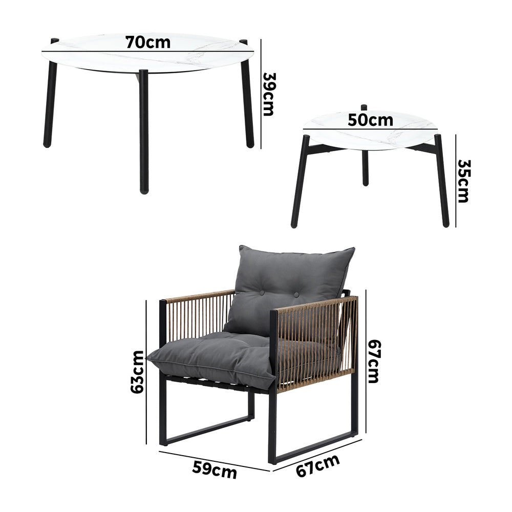 Livsip 6PCS Outdoor Patio Set White Coffee Table Set Rattan Chairs