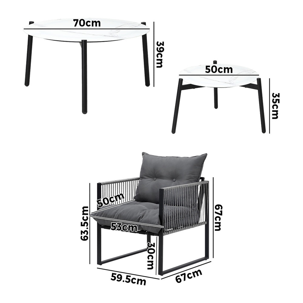 Livsip 6PCS Outdoor Patio Set White Coffee Table Set Lounge Chairs