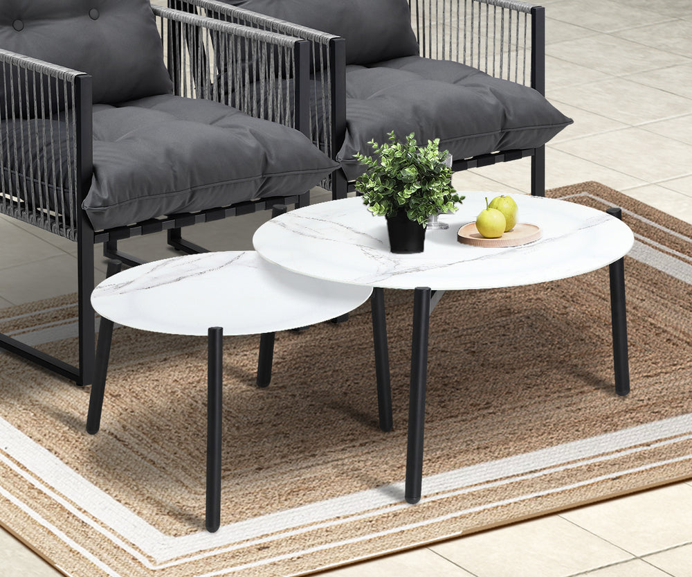 Livsip 6PCS Outdoor Patio Set White Coffee Table Set Lounge Chairs