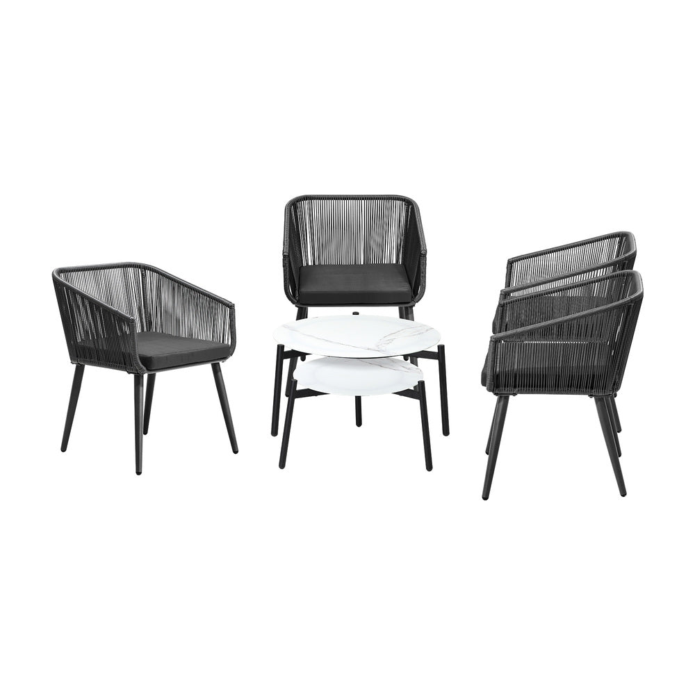 Livsip 6PC Outdoor Patio Set 2 Coffee Table with Grey Chairs