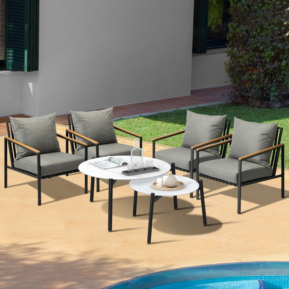 Livsip 6PCS Outdoor Lounge Set White 50/70cm Coffee Table Chairs