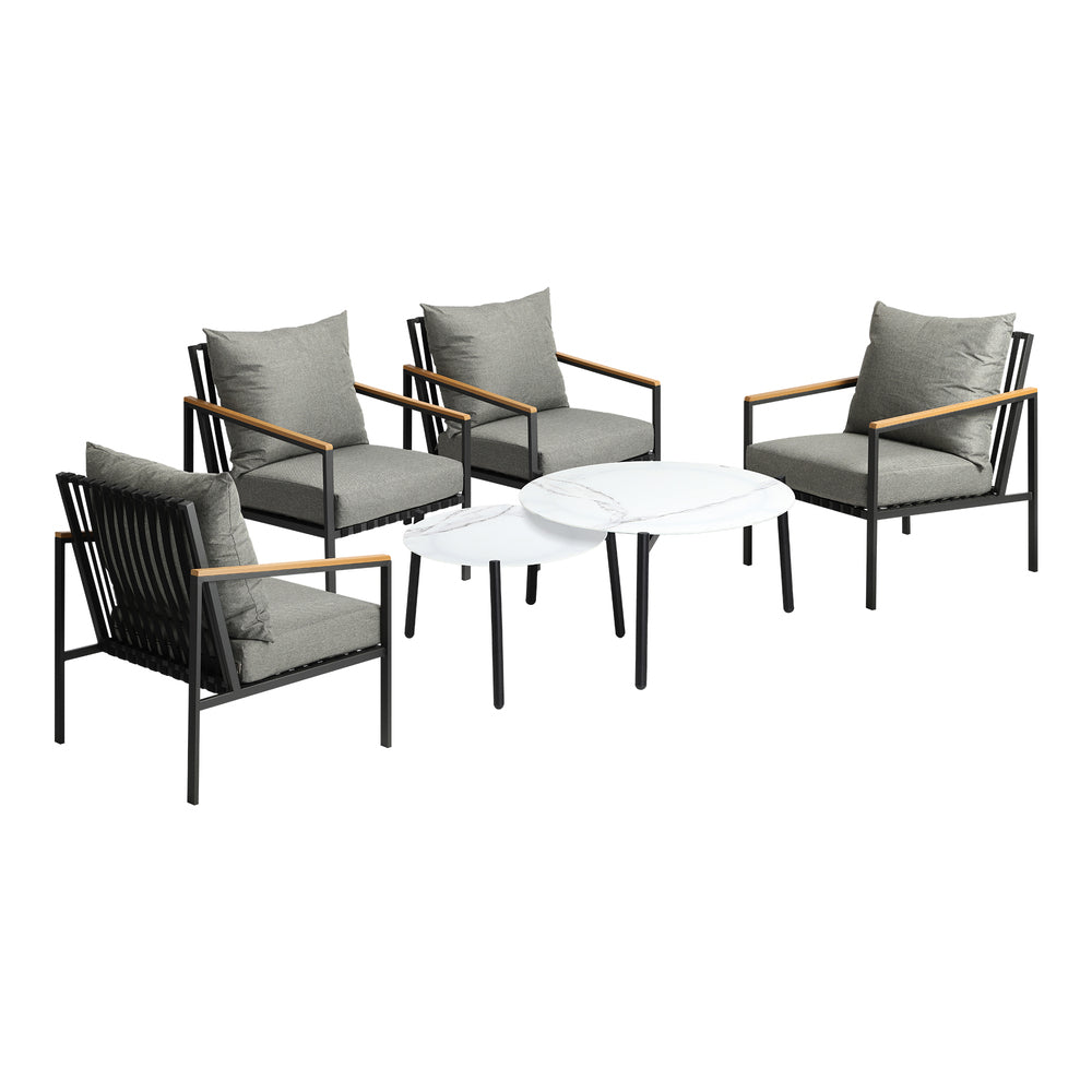 Livsip 6PCS Outdoor Lounge Set White 50/70cm Coffee Table Chairs