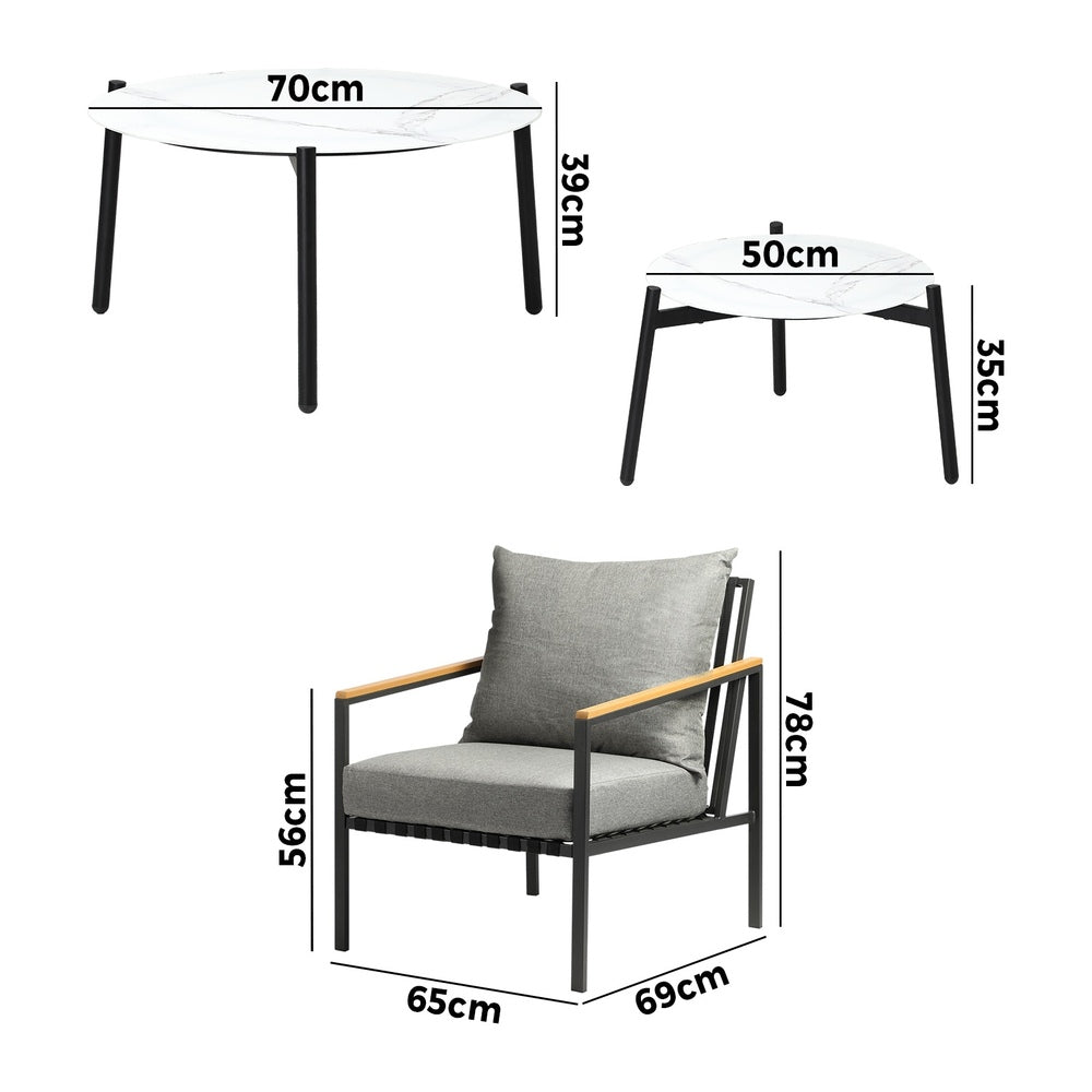 Livsip 6PCS Outdoor Lounge Set White 50/70cm Coffee Table Chairs