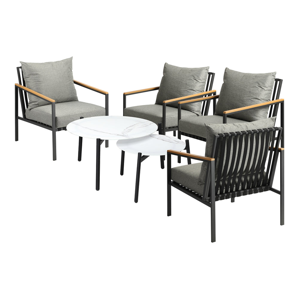 Livsip 6PCS Outdoor Lounge Set White 50/70cm Coffee Table Chairs