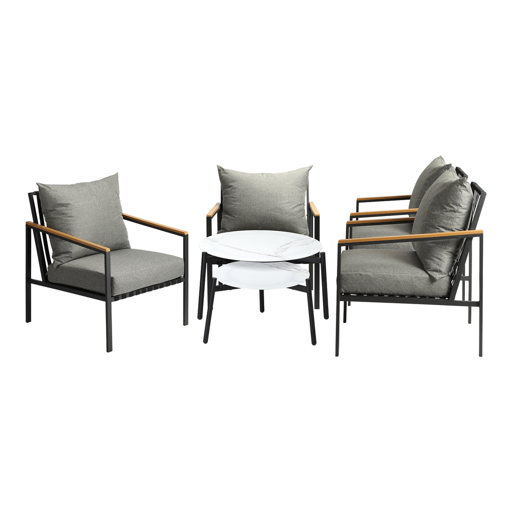 Livsip 6PCS Outdoor Lounge Set White 50/70cm Coffee Table Chairs