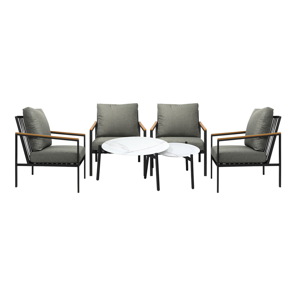 Livsip Outdoor Patio Lounge Set White 50/70cm Coffee Table Set Chairs