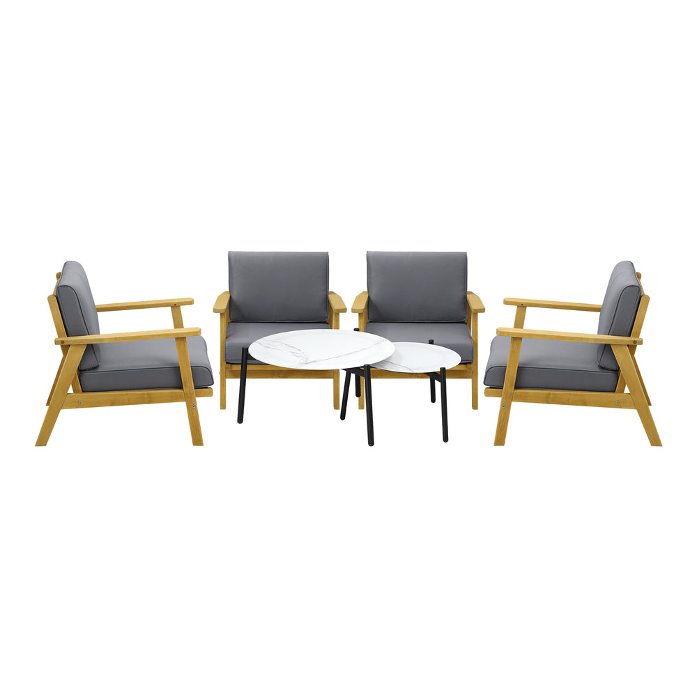 Livsip Outdoor Lounge Set 2pc White Coffee Side Table Sets with Chairs