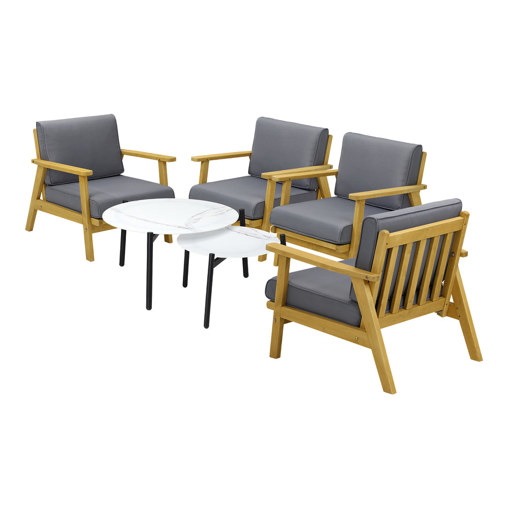 Livsip Outdoor Lounge Set 2pc White Coffee Side Table Sets with Chairs